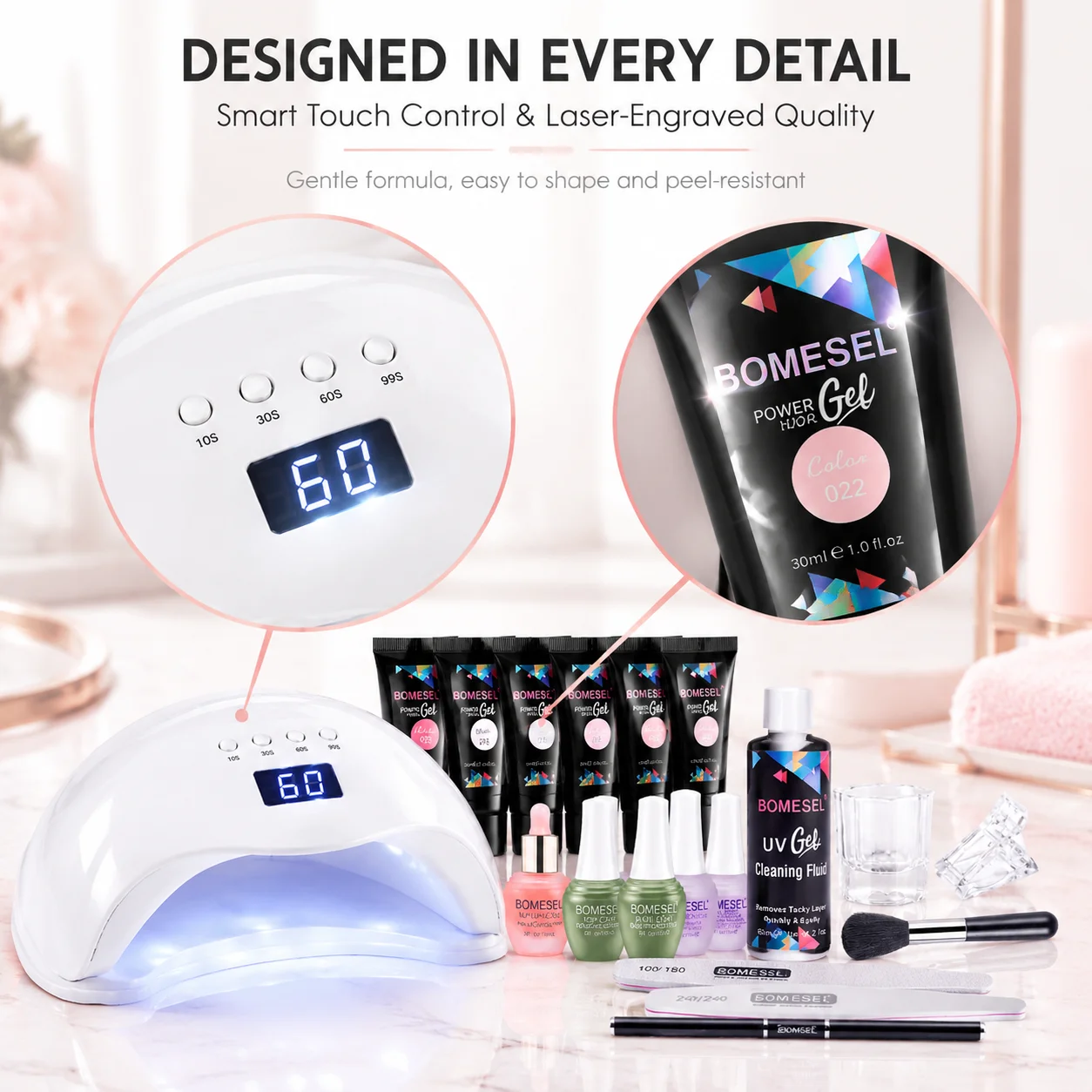 21-piece Gel Nail Tool Kit, Polymer Gel Nail Extension Set - 6 Colors with Nail Art Accessories, Beginner Kit, Mini Lamp, For Home Use, Includes Nail Glue, USB Powered, Gel Nail Supplies, Easy Operation, Novice-Friendly Solution