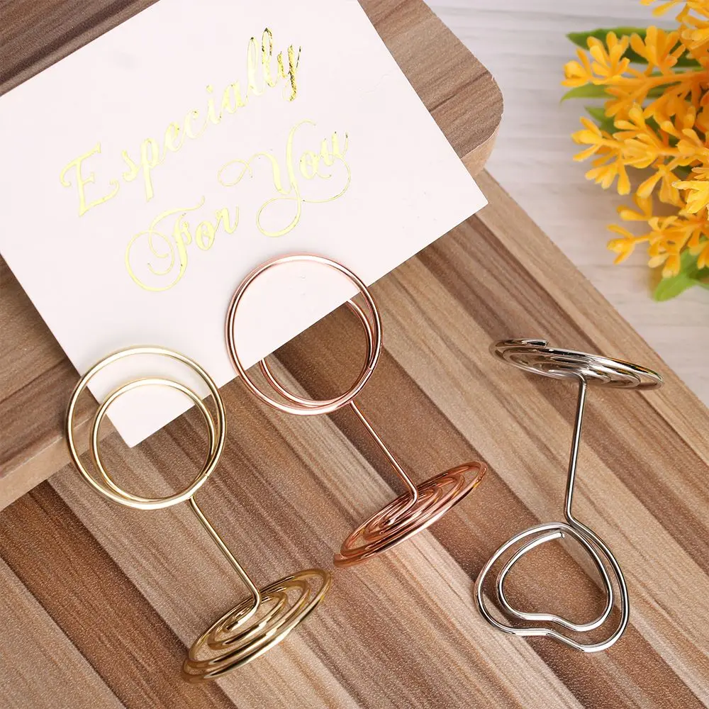 Fashion Desktop  Heart Shape Paper Clamp Wedding Supplies Photos Clips  Numbers Holder Clamps Stand Place Card