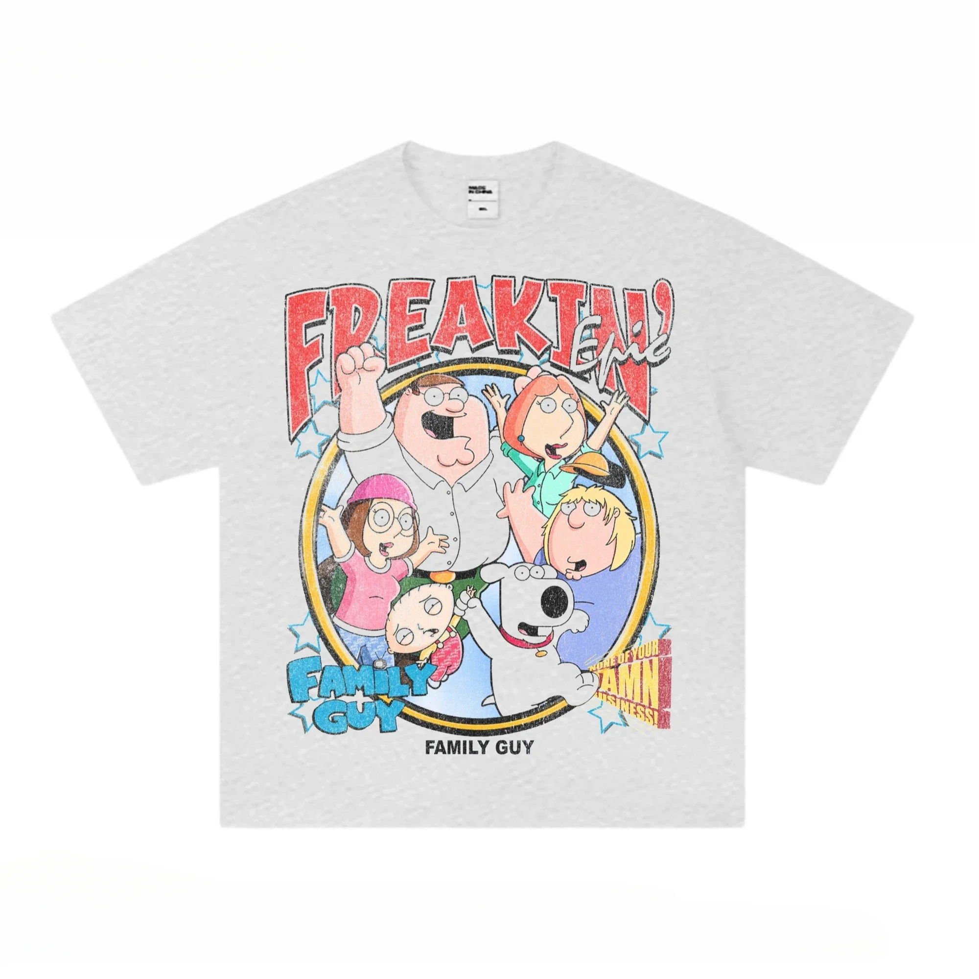 2025 نموذج جديد بيتر غريفين تي شيرت روك عادية الشارع الرياضة فضفاض حجم كبير الرجال تي شيرت كامل الفتاة تي شيرت الأزواج نفس النمط