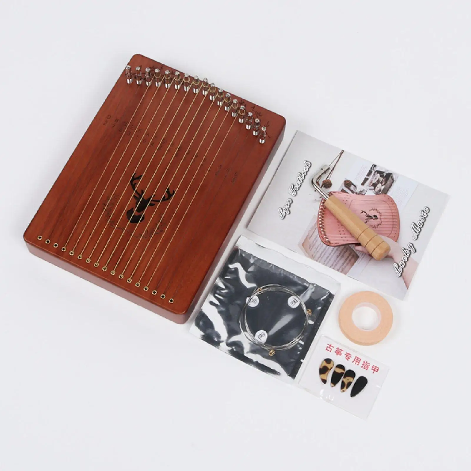 

17 String Wooden Lyre Harp Compact Musical Gift for Professional Beginner Picnic Party Stage Events
