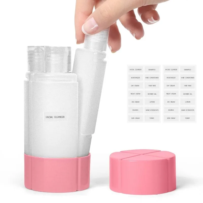 4-in-1 Auslaufsichere Flasche 4 * 60ml für Reise Fitness Camping Handgepäck Reisegröße Toilettenartikel Shampoo Lotion Flasche – Detail 1
