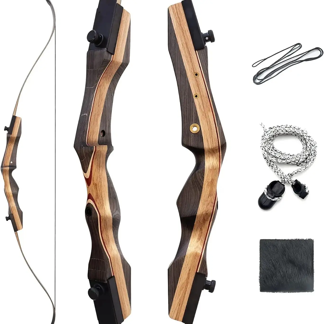 

62 Inch Takedown Recurve Bow 25-50lbs Wooden Bow Archery Set Right Hand Archery Recurve Bows for Adults Teens Beginners