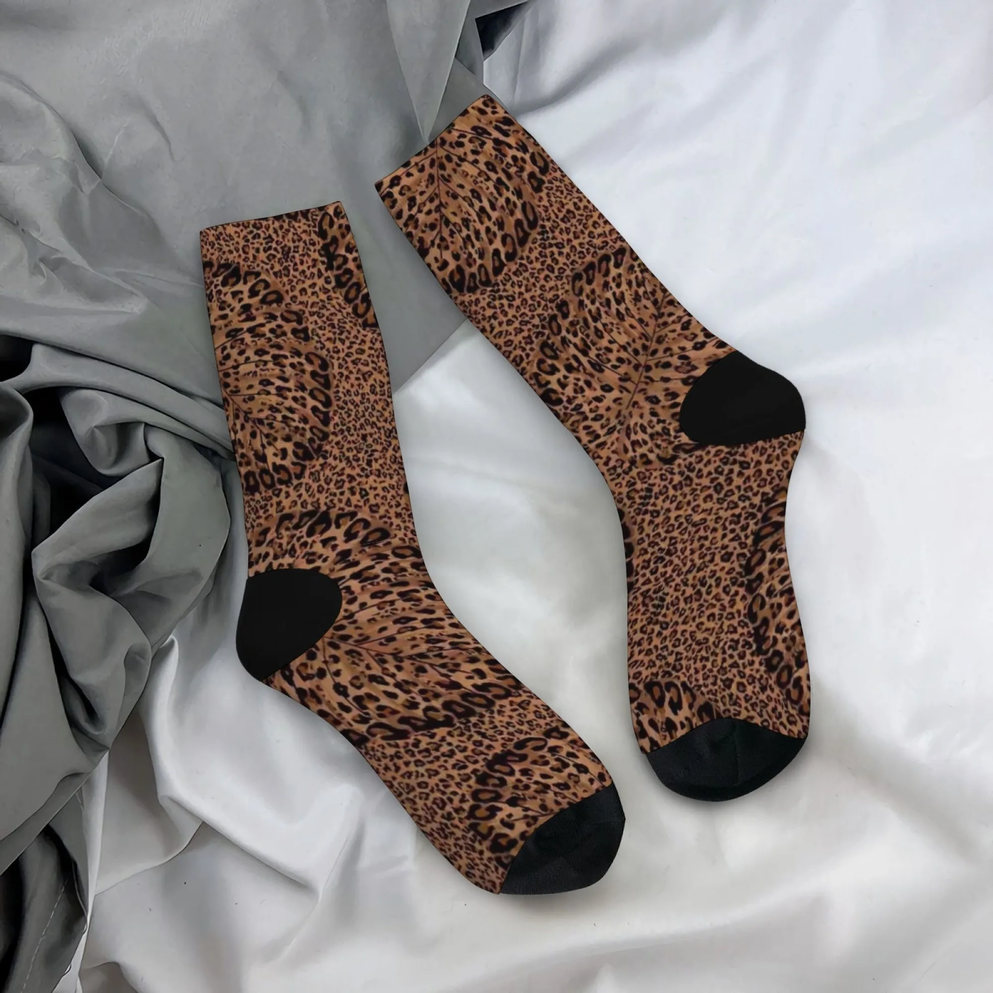 Socken mit wildem Tiermotiv, modisches Leopardenmuster, weiche, rutschfeste Socken für Damen und Herren, bequeme, lässige Sportsocken