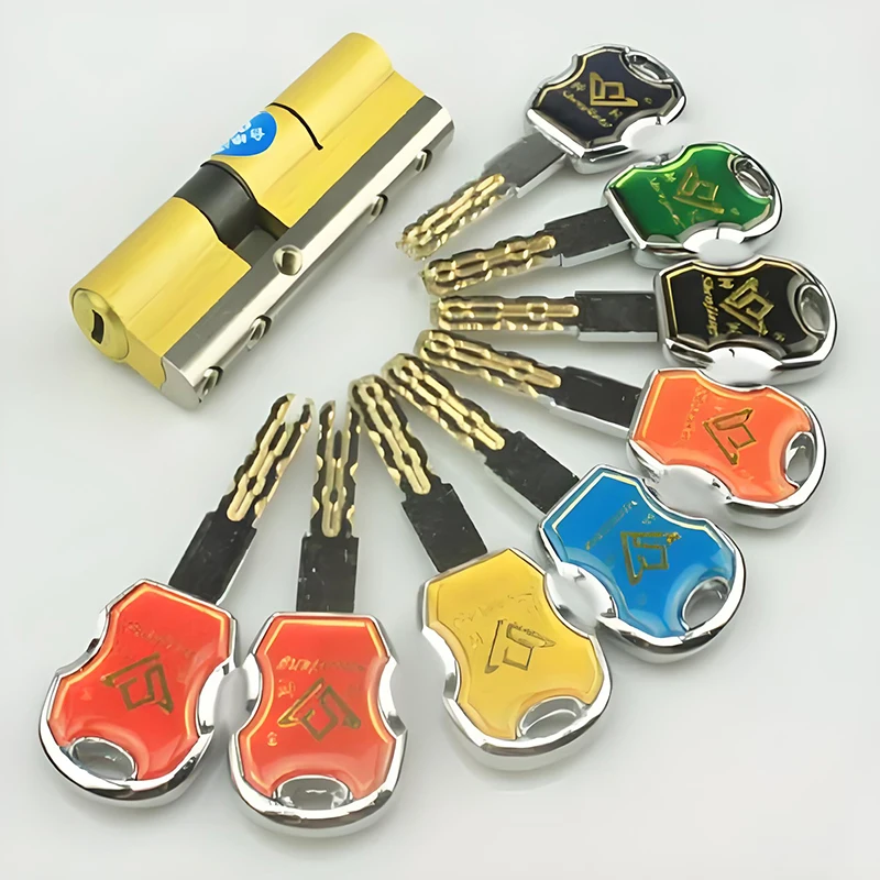 C-Class Colorful Key Six Track  Lock Cylinder AB Key Anti-Theft Pure Brass Gate Door Lock Handle Bedroom Extended