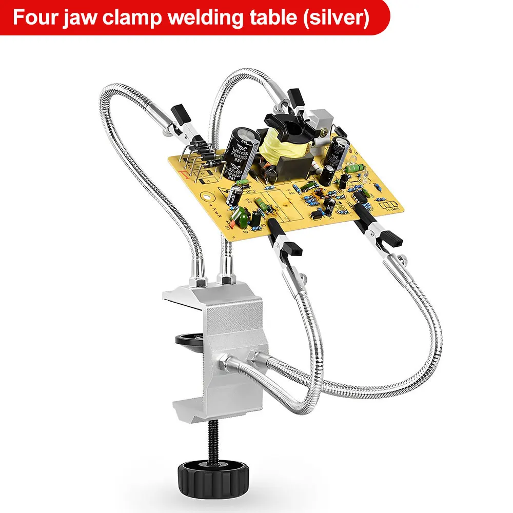 Helping Hands Soldering Third Hand PCB Circuit Board Holder Flexible Arms with Non-Slip Desk Clamp Base for Boards Repair