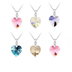 Wholesale Austrian Crystal 925 Sterling Silver Jewelry Heart Pendant Necklaces Hook Earrings Woman Accessories Gift