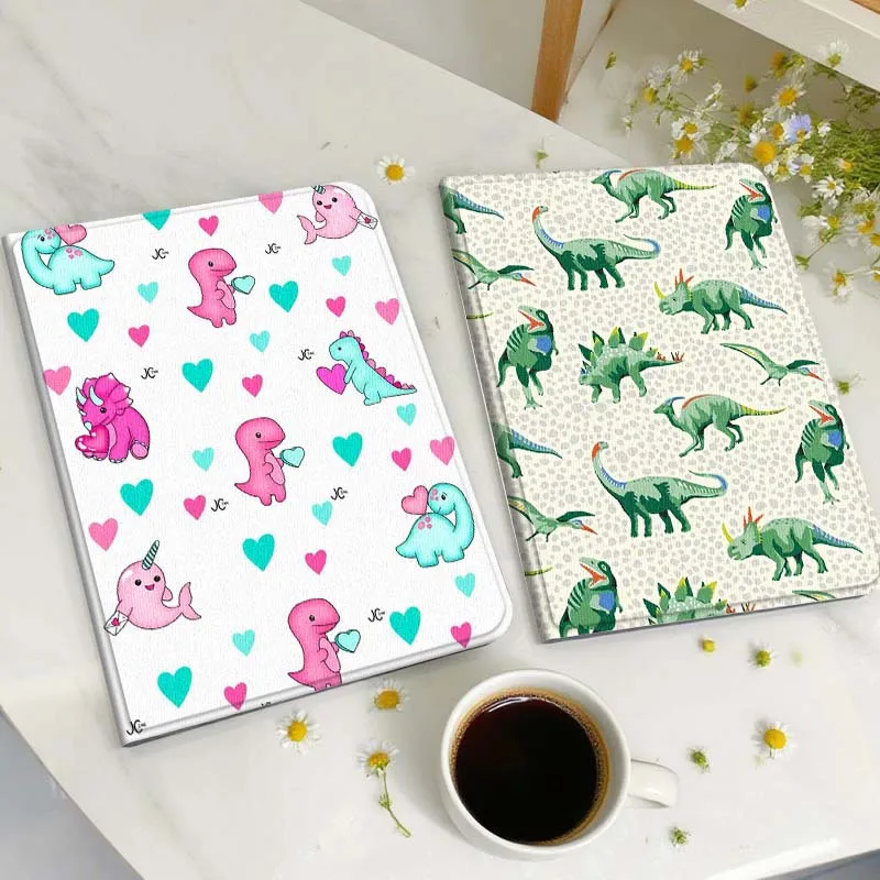 

Cartoon Dino Heart Pattern Tablet Case For Samsung Galaxy Tab A A7 A8 A9 A11 S6 S11 Lite Plus 10.1 10.4 10.5 Inch 2022 2025