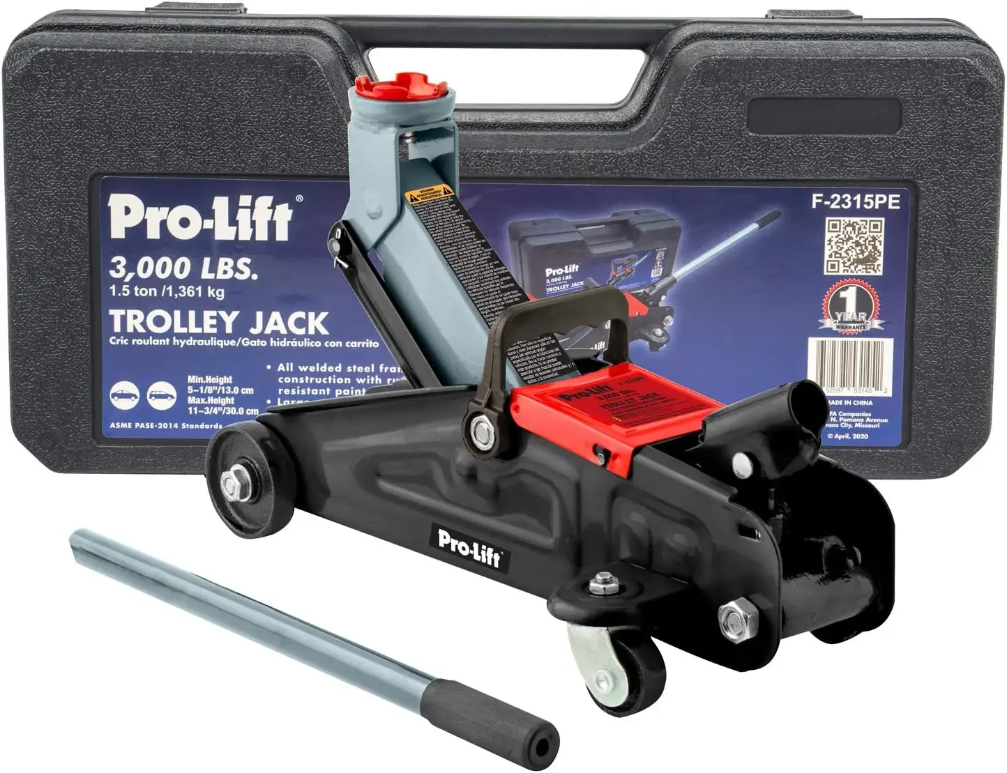 

Grey Hydraulic Trolley Jack Car Lift with Blow Molded Case-3000 LBS Capacity 12 Inch Black Easy Maneuverability