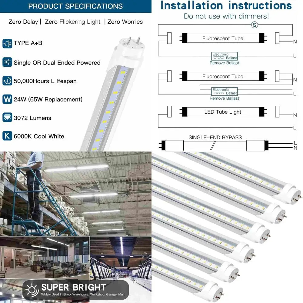 48 T8 Led 4Ft 24W 3…