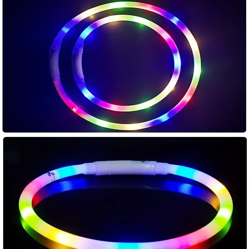 4-Modi Hund Luminou Charge Halsband Led USB Katze Silikon Bunte Halsbänder Cuttable Night Glow Haustier Verlust Prävention Hunde Zubehör – Detail 5