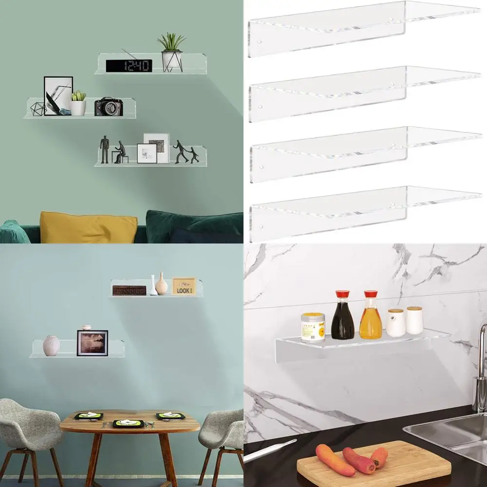 

Набор из 4–12 настенных прозрачных акриловых плавающих полков для хранения