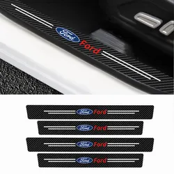 4pcs Leather Car Door Sill Anti-Scratch Protector Sticker Accessory For Ford Fiesta Focus 2 Mondeo mk4 Mustang Ranger Kuga S-MAX