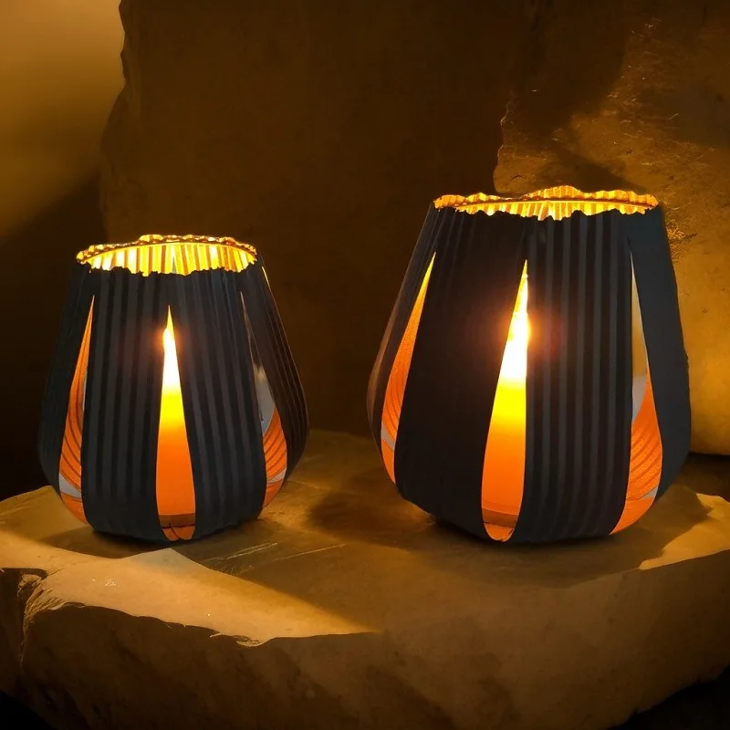 Wrought iron retro lantern candle holder courtyard outdoor wind lamp candle cup windshield home decoration ornament