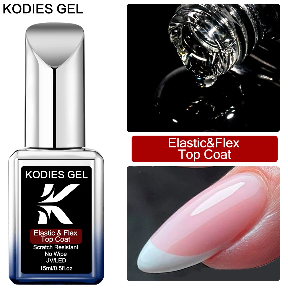 KODIES-esmalte para uñas de GEL UV, barniz brillante de diamante, capa superior semipermanente sin toallita, 15ML