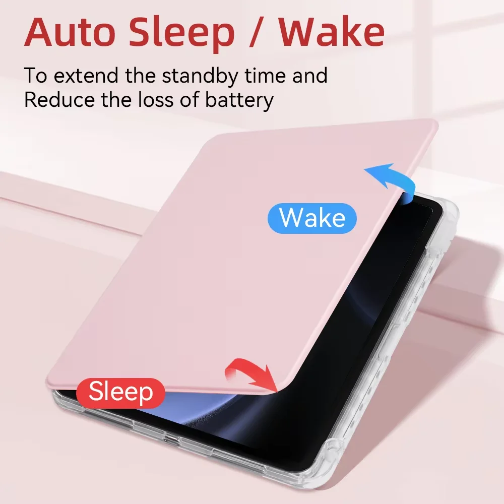 Swivel Clear Acrylic Case For Samsung Tab A9/A9+/A11/A11+/S9/S9 FE/S10/S10 FE/S10 Lite/S11/A9 Plus/A11 Plus Built-in Pen Slot