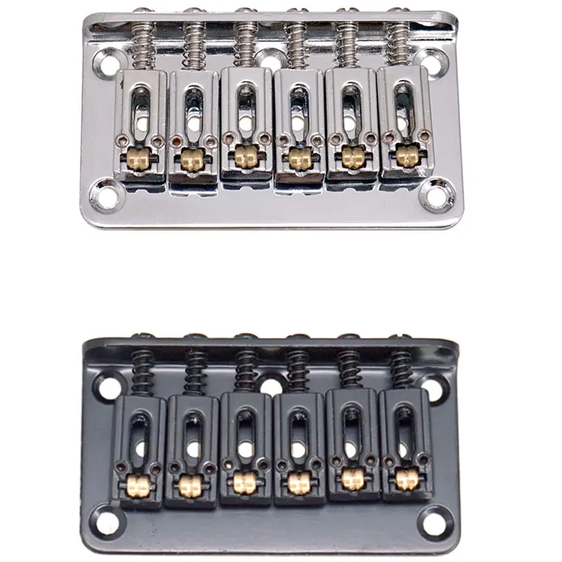 2Set Hardtail Guitar Bridge Body Through For 6 String Electric Parts Black & Silver