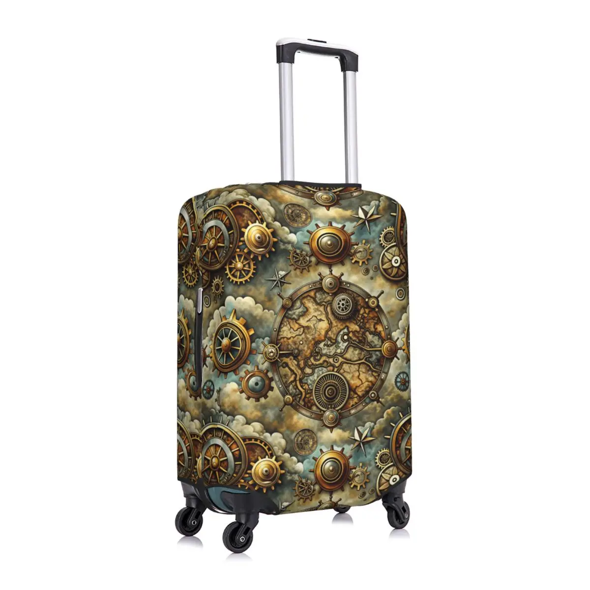 Steampunk Old Maps Pattern Luggage Cover Elastic Travel Suitcase Protective Covers Suit For 18-32 inch