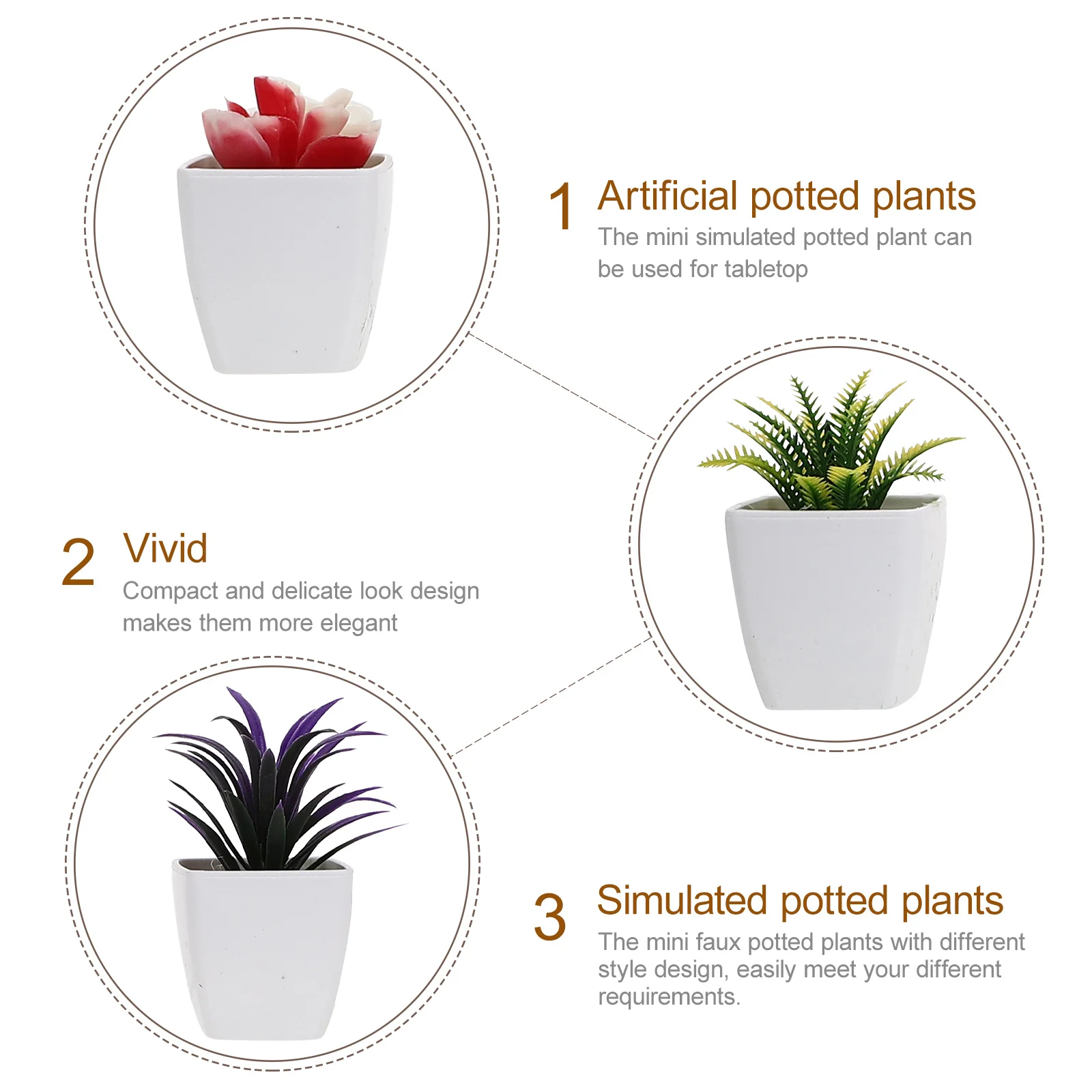 

7Pcs Mini Simulated Potted Plants Compact Size Tabletop Faux Decor for Home Office Desk Artificial Plant in Pots