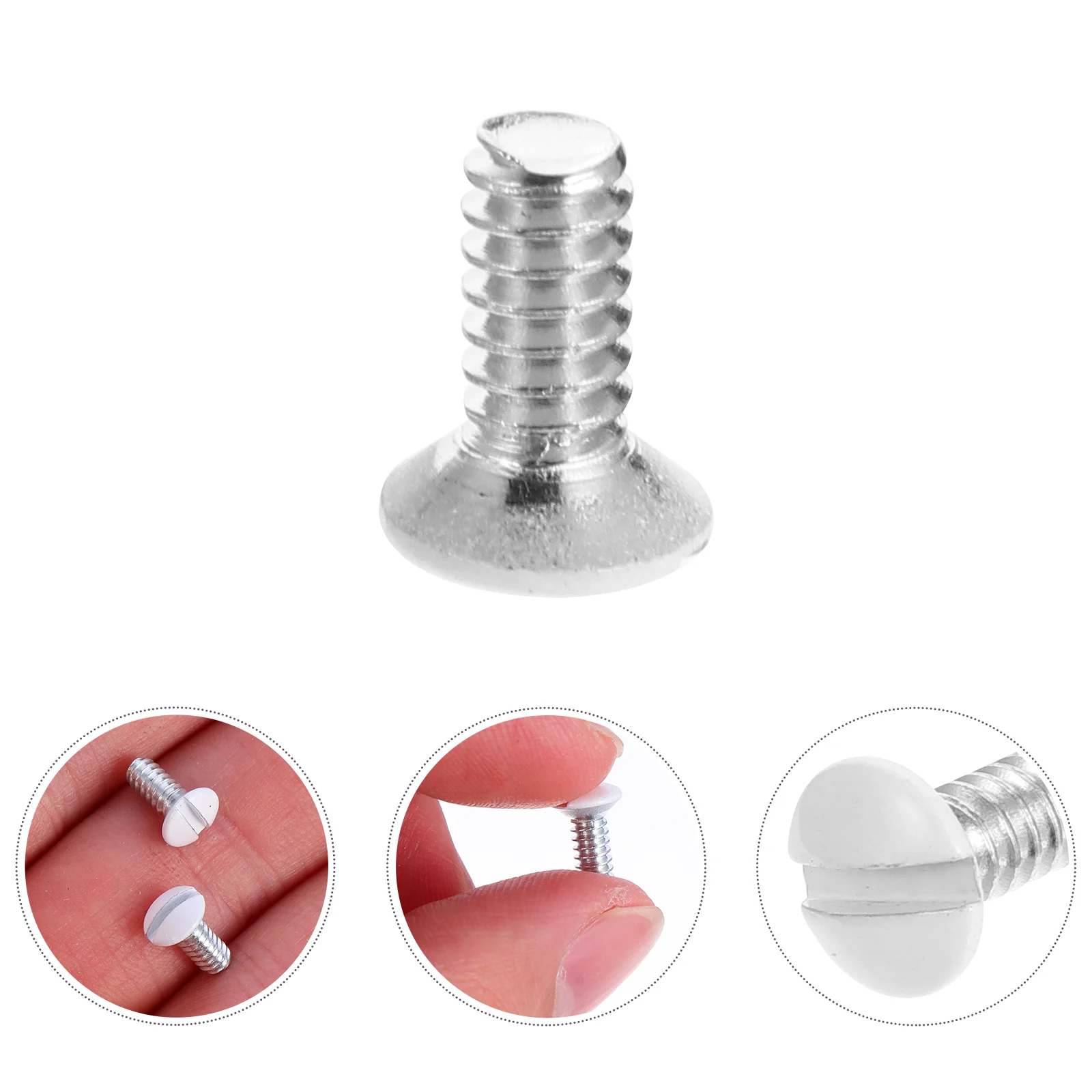 

200 Pcs Switch Panel Screws Milled Slot Accessory White Thread Oval Outlet Parts Cover Wall Plate