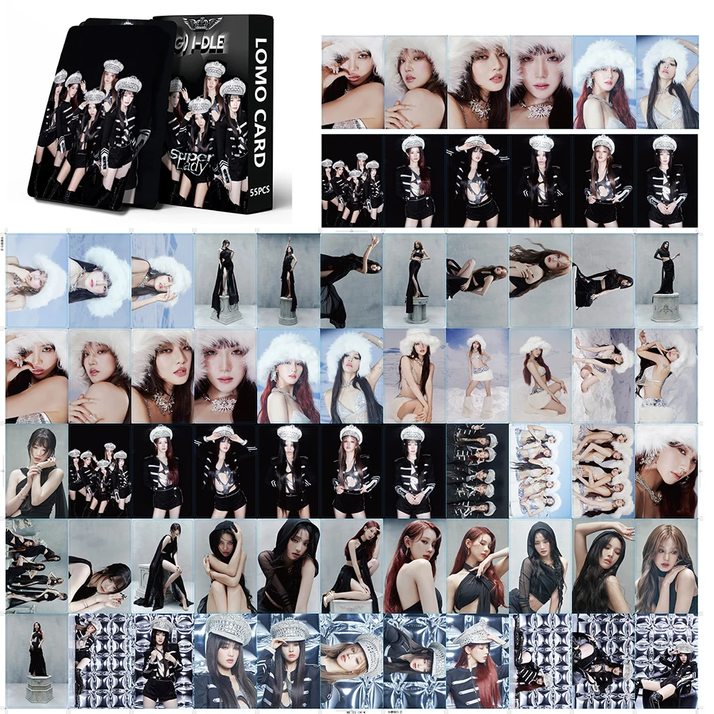 55pcs/set Kpop (G)I-DLE ILOVE INEVER DIE Lomo Cards GIDLE Album Girls I Burn Photo Card Postcard Fans Gift Card