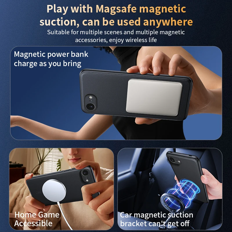 Für iPhone 17e Hülle Magnetische Leder-Schutzhülle Für iPhone 17e 16e Anti-Fingerabdruck Rutschfest PC+TPU – Detail 28
