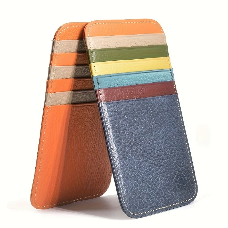 Customized name Genuine Leather Wallet Slim Minimalist Credit Card Holder Multi-Color Striped Design and Flap Closure for Gifts