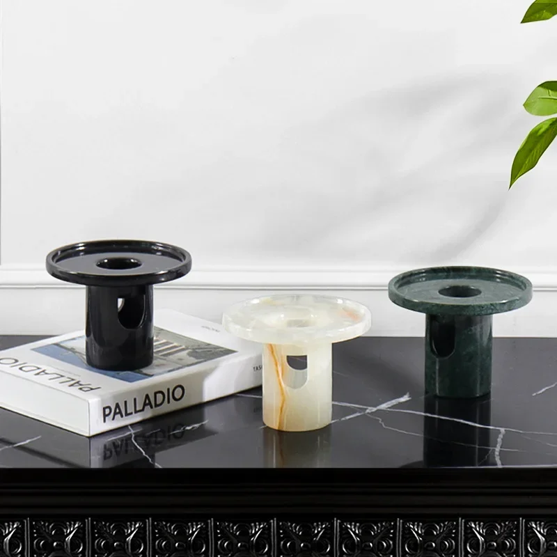 Creative natural marble tea wax diffuser desktop aromatherapy stove light luxury high-end home decoration ornament
