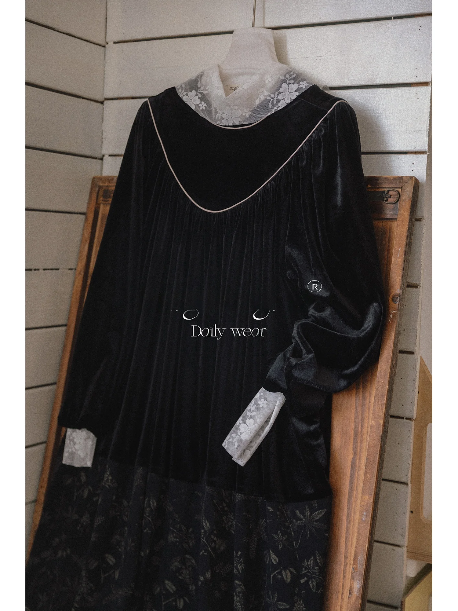 

Женская юбка DingDongMa из бархата с длинными рукавами, принтом и уникальным пэчворком, H-образный силуэт, для повседневной носки