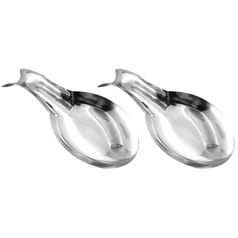 

2pcs Stainless Steel Spoon Rests Holders Kitchen Supplies Spoons Pads Tableware Soup Ladle Cushions Lightweight Stackable
