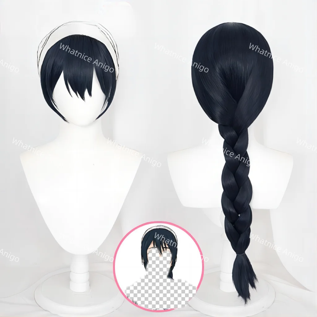 

Anime cosplay wig, long blue-black ponytail braided wig, heat-resistant synthetic fiber wig, Halloween party