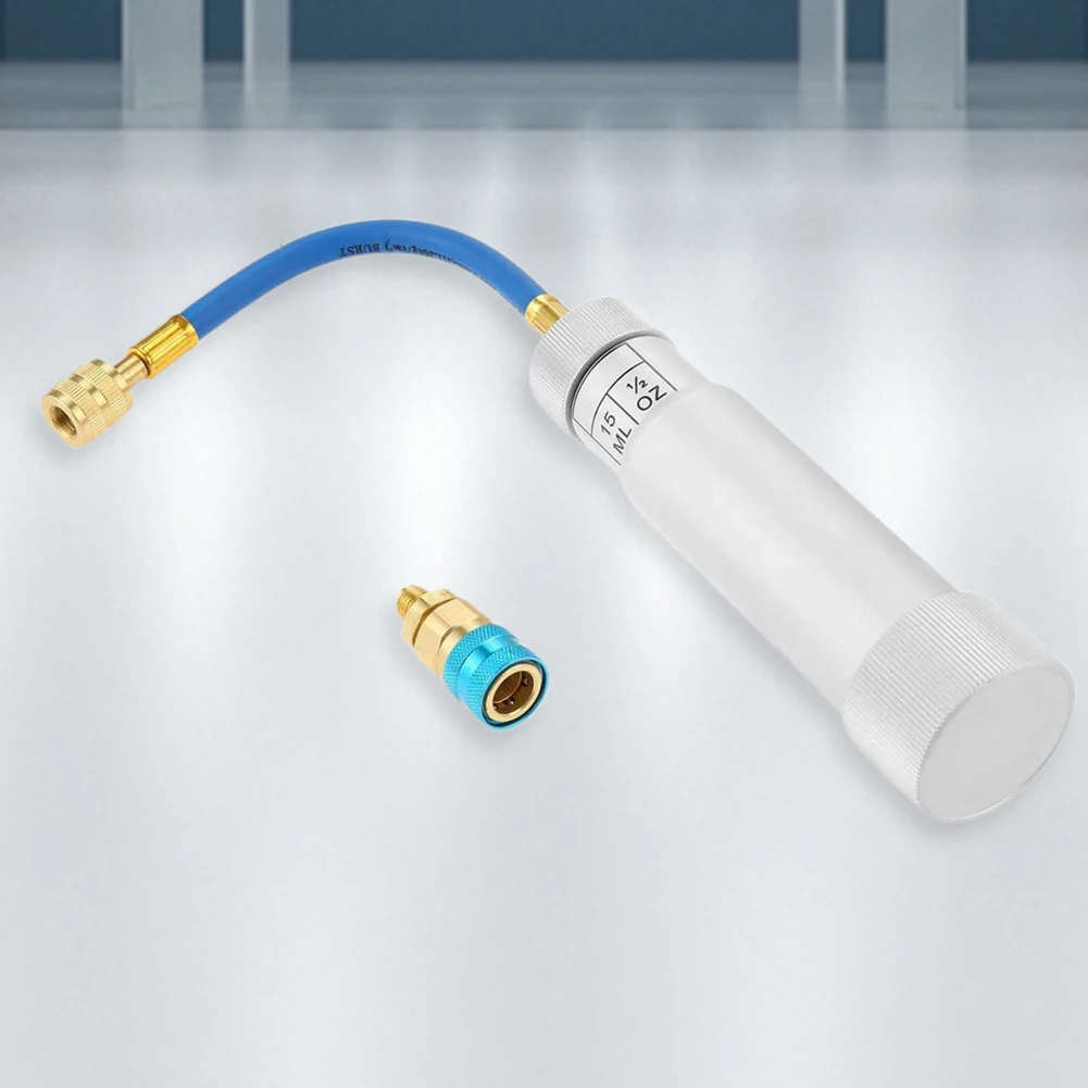 Air Condition Coolant Filling Tube 1/4 Inch Sae Auto Oil Dye Injector R134A A/C Dye Injector for Vehicle Home Air Conditioner