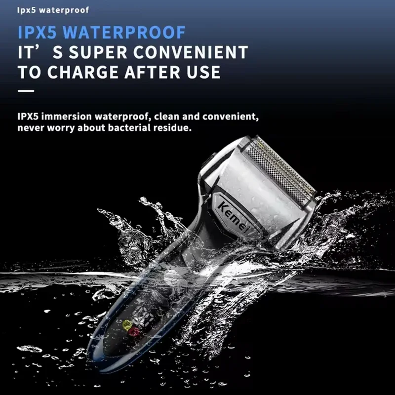 Kemei 5-Blade Electric Shaver For Men Face Beard Wet Dry Electric Razor Rechargeable powerful two motor speed Shaving Machine