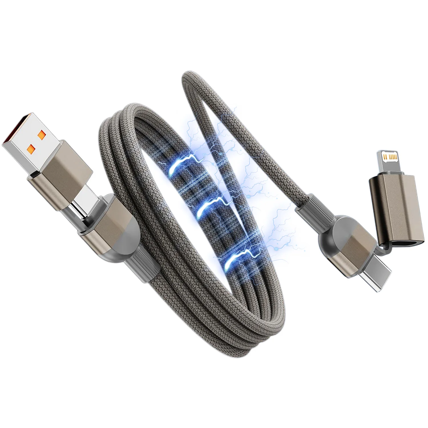 4 in 1 PD Magnetic Suction Anti Winding USB C To C Fast Charger Cable Data Charging Wire for iPhone Xiaomi HUAWEI Samsung