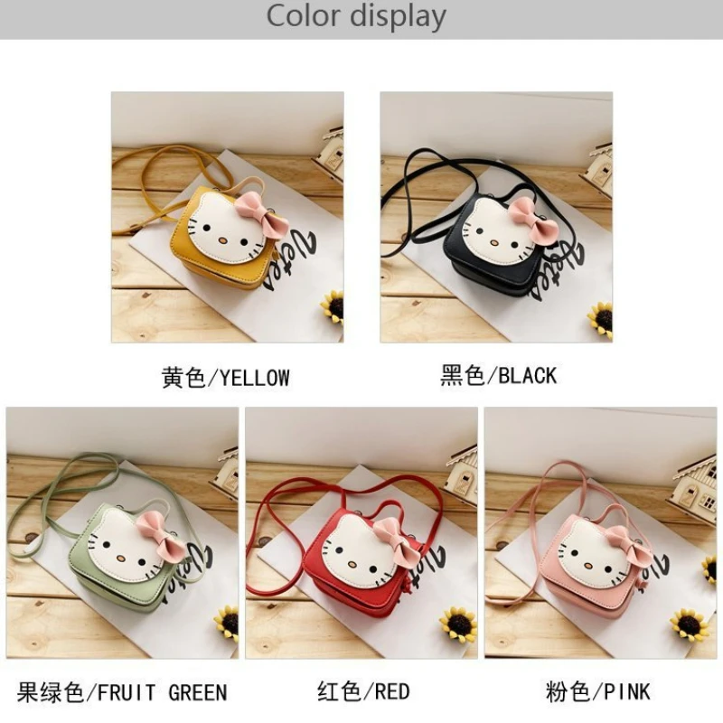 Hello Kitty 2024 Nieuwe Mini Kinderen Cartoon Portemonnee Mode Trendy Schattige Schouder Damestas Pu Baby Street Crossbody Tas