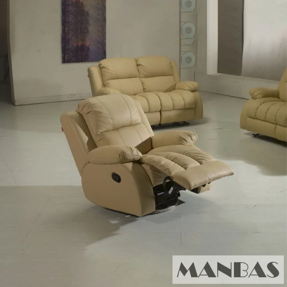 

MANBAS Manual Recliner Sofa Genuine Leather Couch for Living Room Theater Seat Cinema Recliner Multifunctional Sofa 1+1+3 Seater