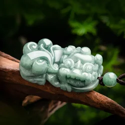 Burmese Jadeite Pixiu Pendant Real Stone Necklaces Jewelry Talismans Energy Green Necklace Jade Fashion Charms Natural Gift
