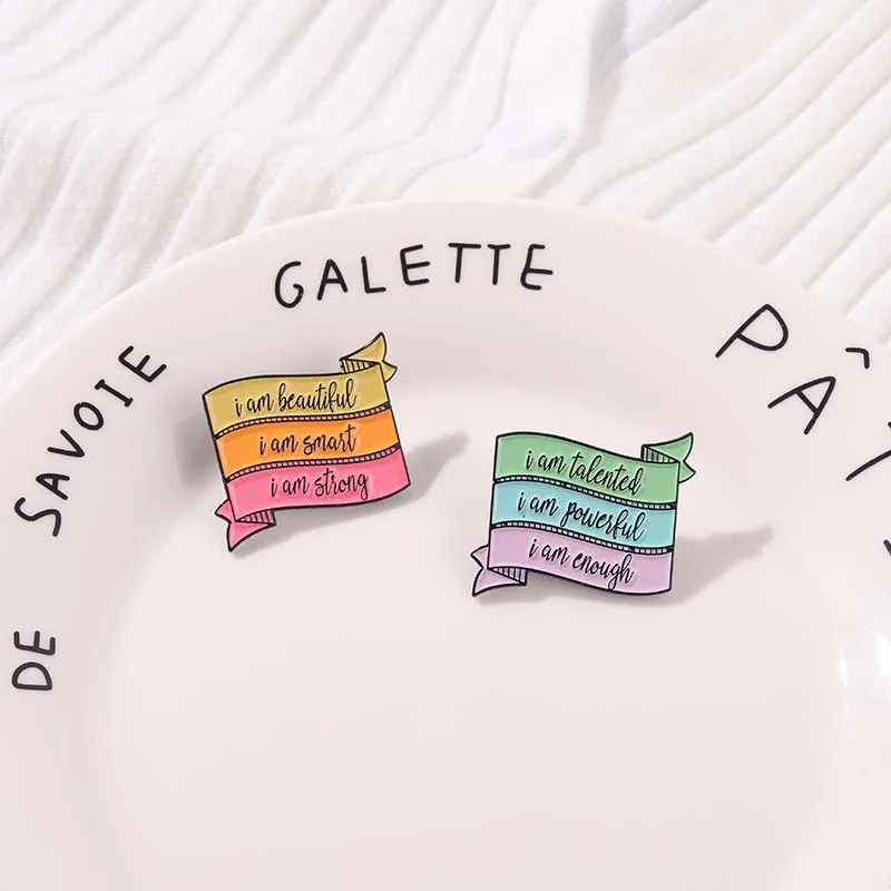 Cartoon letter colored flag Enamel Pins Fashionable women's alloy drip oil brooch clothing accessories Jewelry Friends Gifts