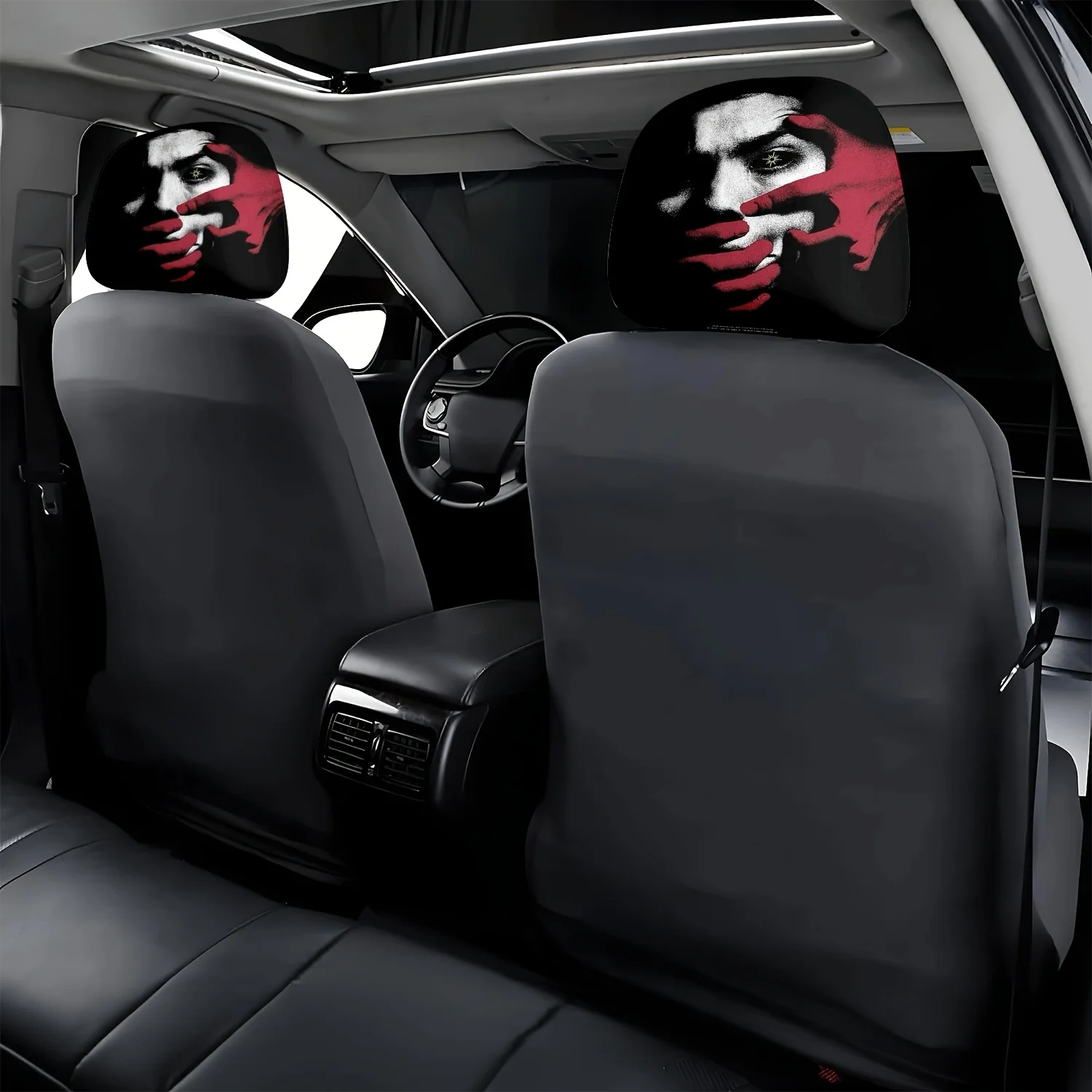 Red Hand Starry Gaze Print Car Headrest Covers, Easy To Install & Remove, Protective Car Seat Headrest Covers