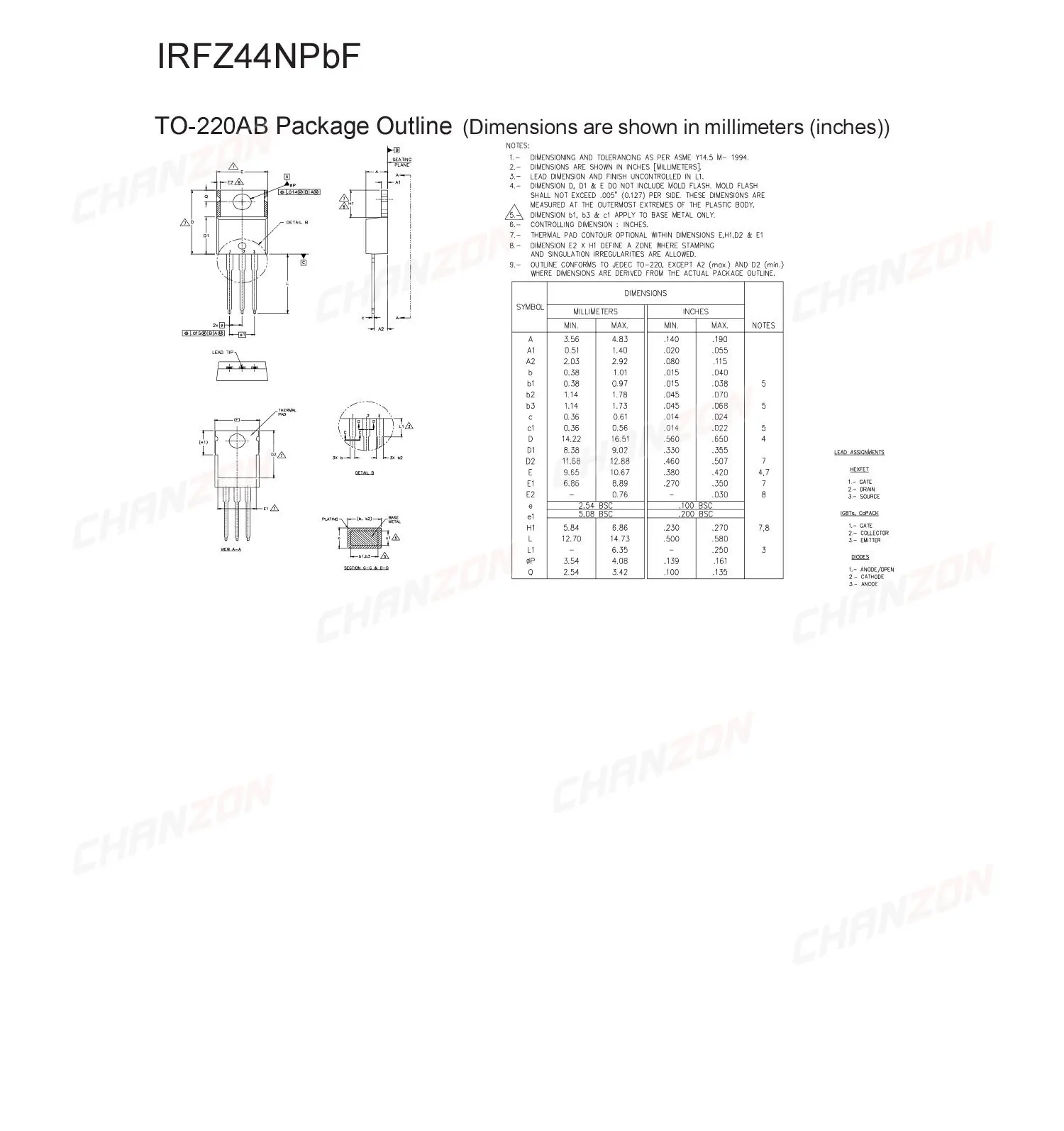 10Pcs IRFZ44N TO-220 Power SIC Mosfet Transistor Bipolar Junction BJT Powerful Triode Tube Fets DIP 49A 55V Integrated Circuits