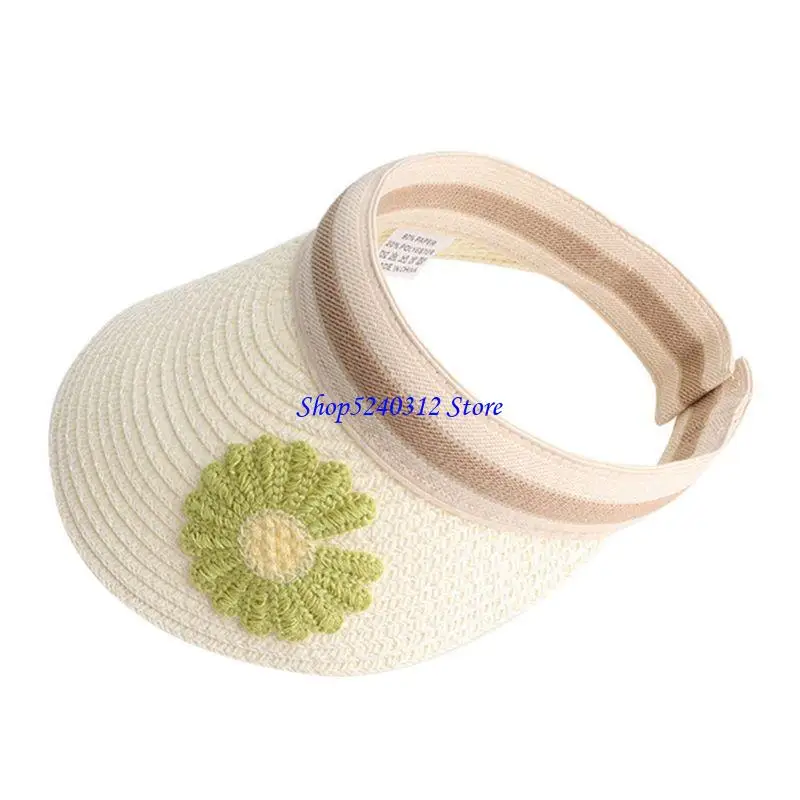 

634C летняя соломенная шляпа для взрослых и детей для солнцезащитного козырька, милый мультфильм, фруктовая цветочная вышивка, с