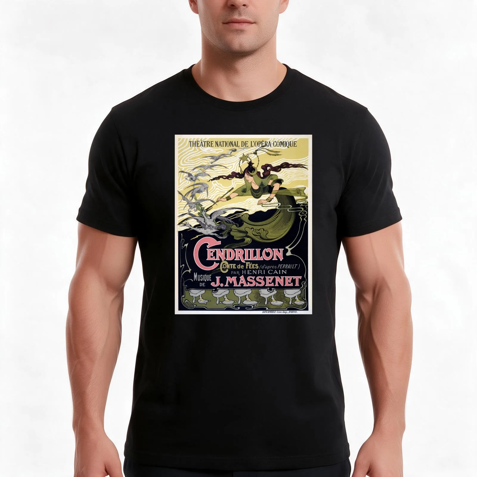 French Vintage Poster 1899 Restored T-Shirt Summer Casual Cotton Tee Oversized Streetwear Tops Vintage Graphic Print
