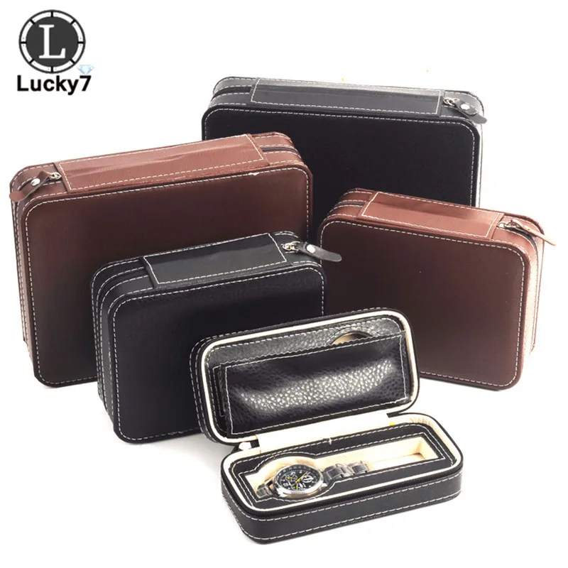 2/4/8-Digits Watch Storage Bag Jewelry Box PU Leather Watch Box Beaded Velvet Zipper Bag For Watch Organize