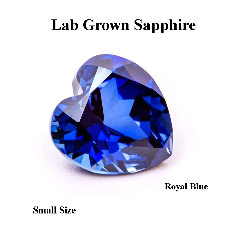 Small Size Lab Grown Sapphire Royal Blue Color Heart Cut AAA+Clarity Gems for Jewelry Setting Design No Certificate