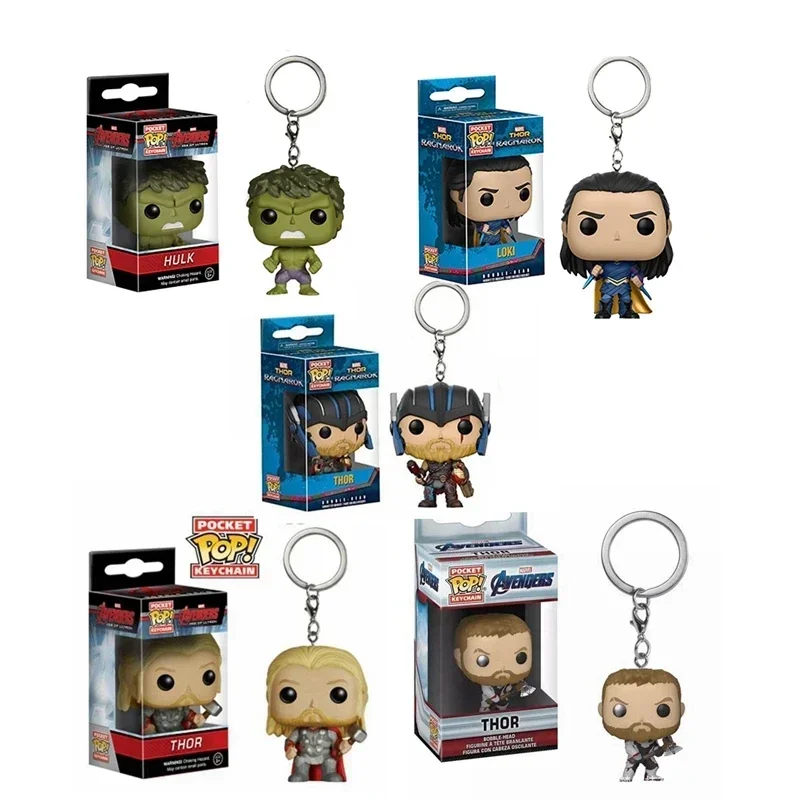 Nuevo Llavero Funko de Thor, Loki y Hulk, Figura Coleccionable de PVC de Marvel Super Heroes, con Caja, Regalo para Fans, Colgante para Bolsa