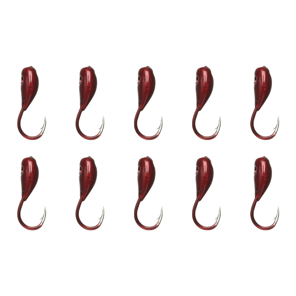 10/20Pcs Red Worm Overturned Head Lifelike Lure Bait Carp Fishing Hooks 0.3#0.5#0.8# Fishing Tackle Kit Winter Ice Accessories