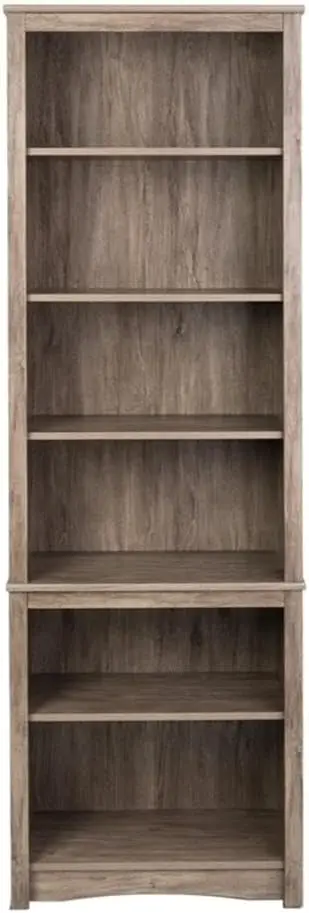

Prepac Sonoma Tall 6-Tier Bookcase 80"H with 2 Adjustable Shelves, Drifted Gray Storage Cabinet, Modern Display Cabinet, Bookshe