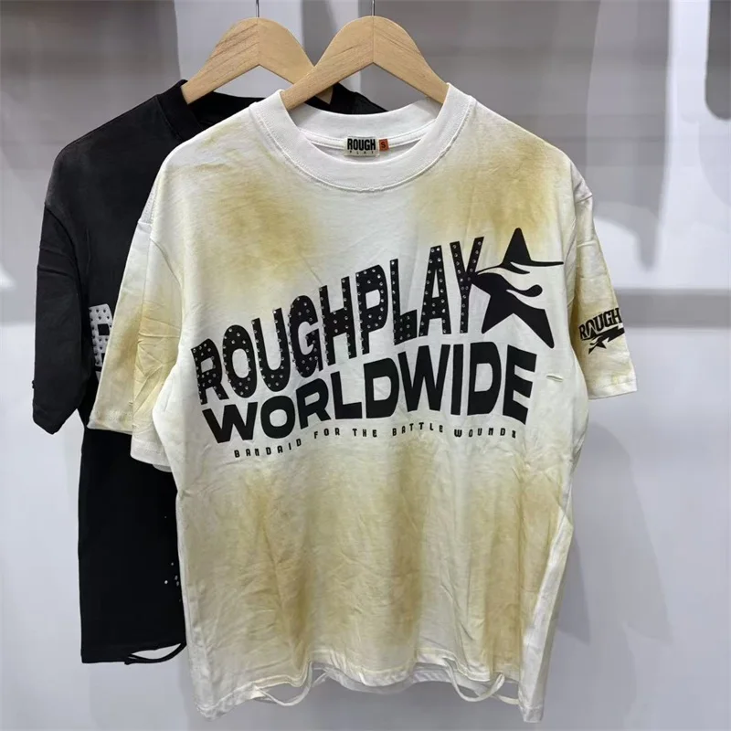 Rough Hot Drill Letters T-Shirts Washed White Retro Oversized Sleeveless T Shirt