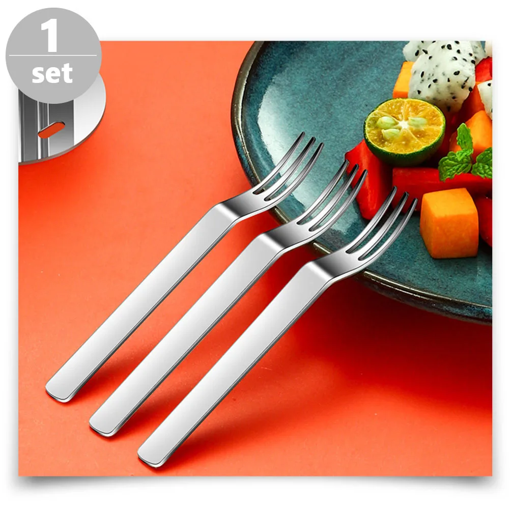

1Set Stainless Steel Fruit Forks Professional Reusable Food Picks for Desserts Appetizers Comfortable Grip Long Handle Silver