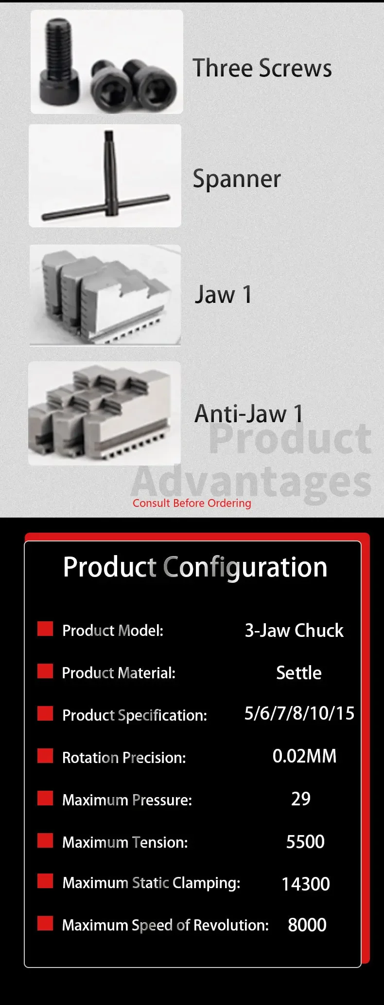High Precision 3-Jaw CNC Machining Center Hydraulic Chuck Vise With Core Bearing Component Product Type Vise