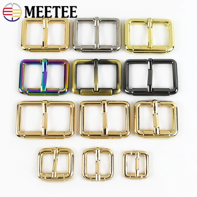 10Pcs Meetee 10-38mm Metal Adjustable Buckles for Bag Strap Leather Backpack Belt Roller Pin Buckle DIY Hardware Accessories